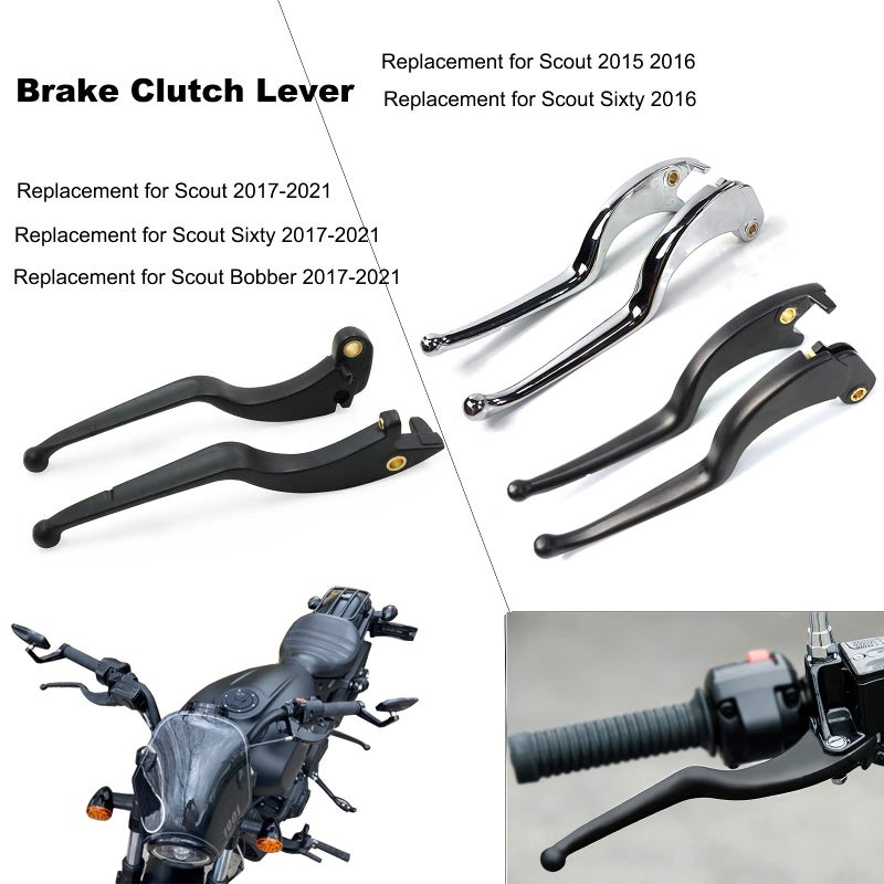 BAIONE Motorcycle Brake Clutch Levers Replacement for Indian Scout/Scout Sixty/Scout Bobber ABS 2017-2021 (2017-2021  Black) - Image 2